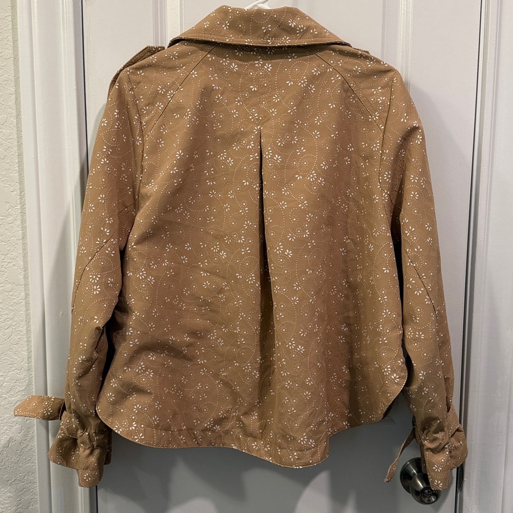 Anthropologie Floral Cutwork Cropped Trench Jacket - Picture 10 of 13